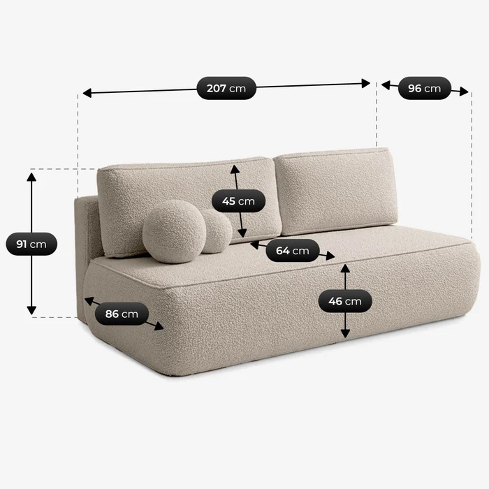 Sofa z Funkcją Spania ARVETO Beżowa Boucle Nowoczesna