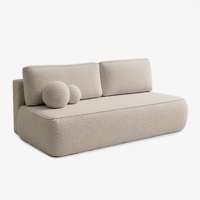 Sofa z Funkcją Spania ARVETO Beżowa Boucle Nowoczesna