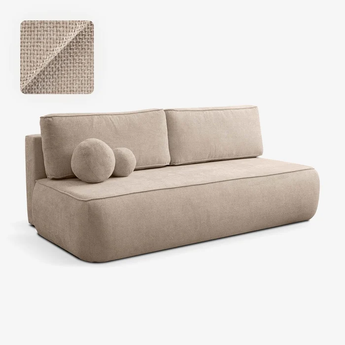 Sofa z Funkcją Spania ARVETO Beżowa Szenil Nowoczesna