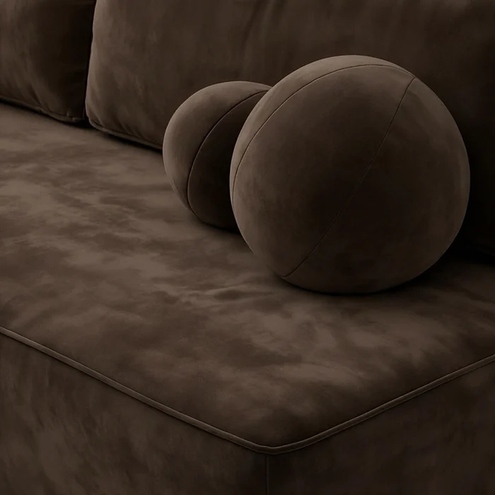 Sofa z Funkcją Spania ARVETO Brązowa Welurowa Nowoczesna