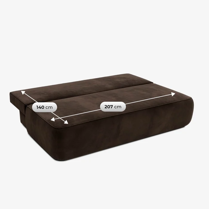 Sofa z Funkcją Spania ARVETO Brązowa Welurowa Nowoczesna