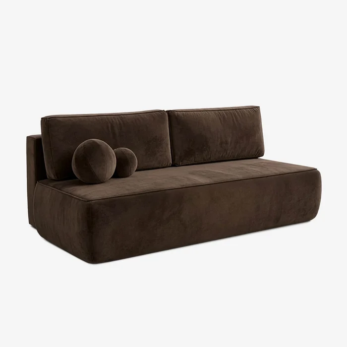 Sofa z Funkcją Spania ARVETO Brązowa Welurowa Nowoczesna
