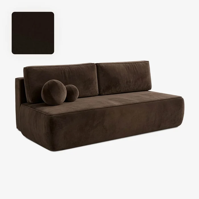 Sofa z Funkcją Spania ARVETO Brązowa Welurowa Nowoczesna