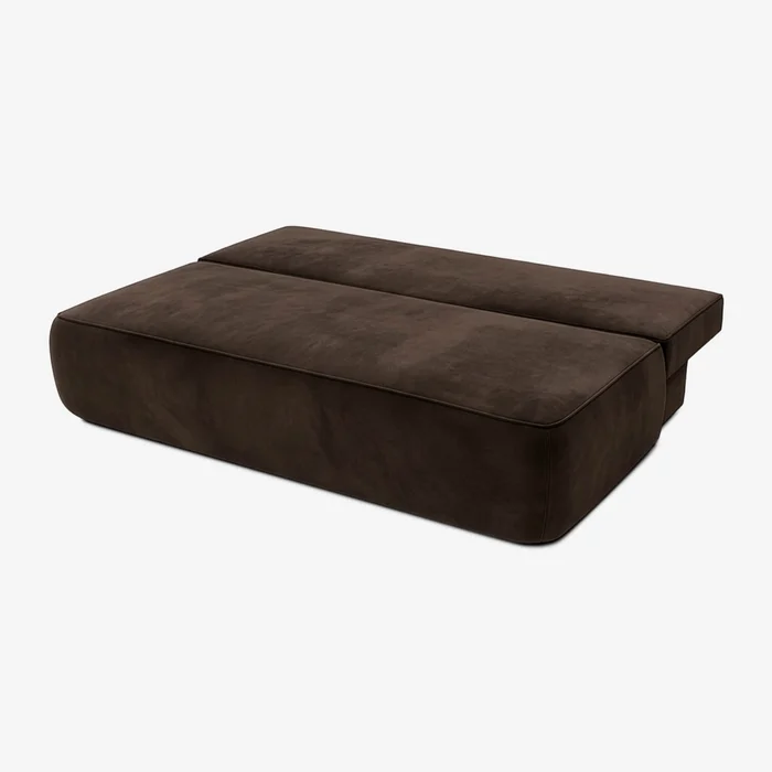 Sofa z Funkcją Spania ARVETO Brązowa Welurowa Nowoczesna