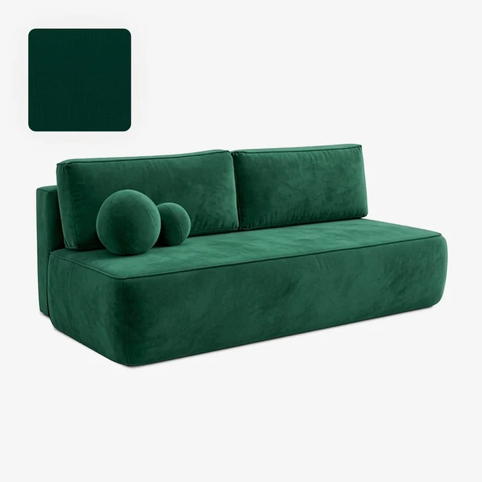 Sofa z Funkcją Spania ARVETO Zielona Welurowa Nowoczesna
