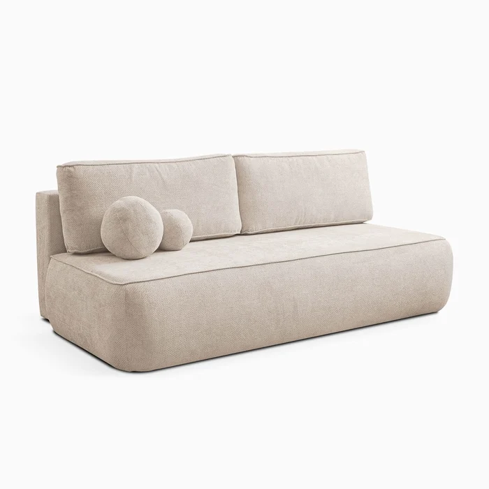 Sofa z Funkcją Spania ARVETO Kremowa Szenil Nowoczesna