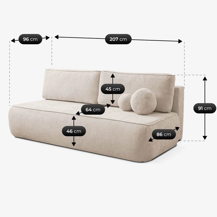 Sofa z Funkcją Spania ARVETO Kremowa Szenil Nowoczesna