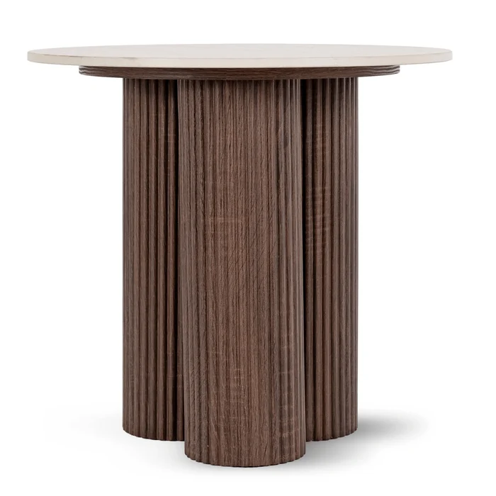 Stolik Kawowy ALMERIA 50 cm Trawertyn/Orzech Nowoczesny