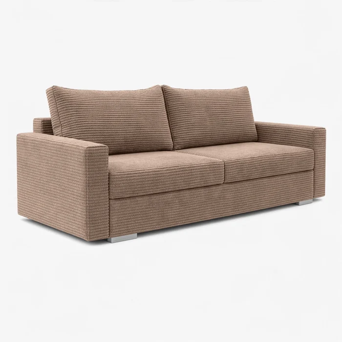 Sofa z Funkcją Spania DRAVOS Ciemnobeżowa Sztruksowa Nowoczesna
