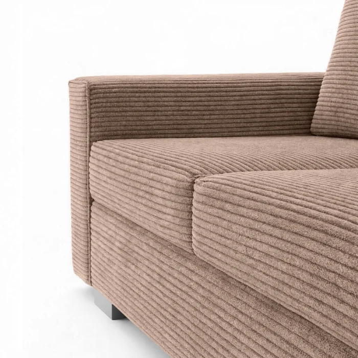Sofa z Funkcją Spania DRAVOS Ciemnobeżowa Sztruksowa Nowoczesna