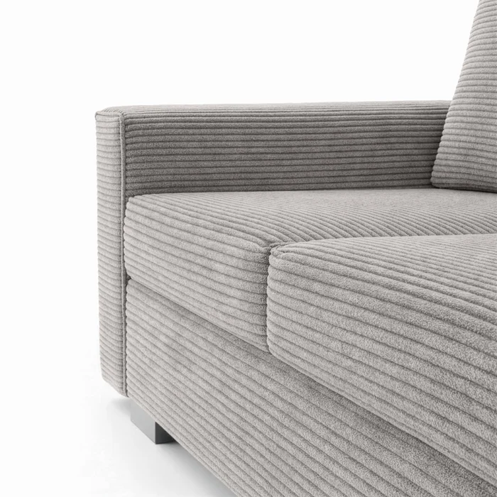 Sofa z Funkcją Spania DRAVOS Szara Sztruksowa Nowoczesna