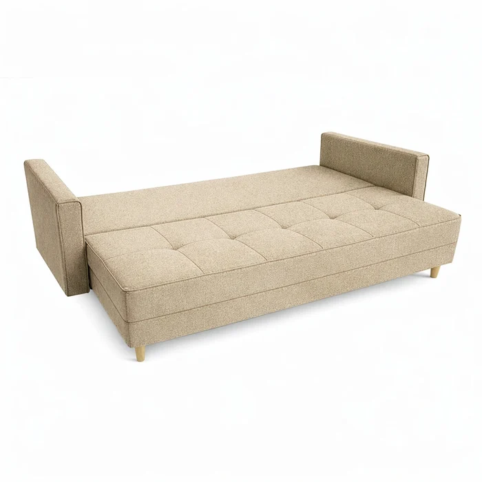 Sofa z Funkcją Spania LONAR Beżowa Boucle Nowoczesna