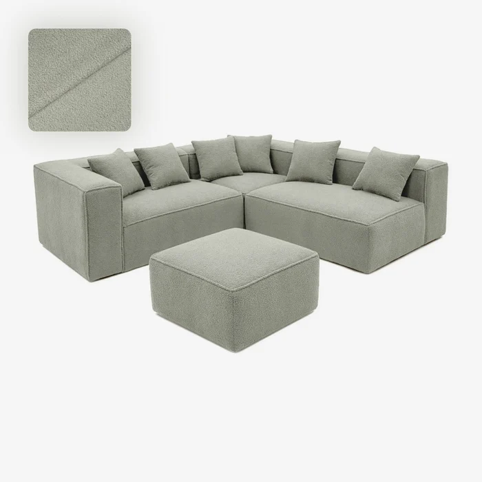 Narożnik Modułowy CERIO Szary Boucle Nowoczesny