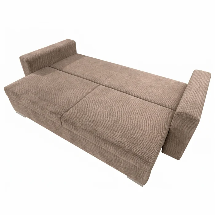 Sofa z Funkcją Spania DRAVOS Ciemnobeżowa Sztruksowa Nowoczesna