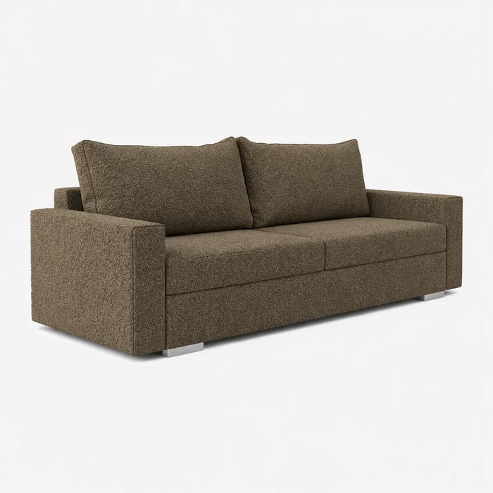 Sofa z Funkcją Spania DRAVOS Brązowa Boucle Nowoczesna
