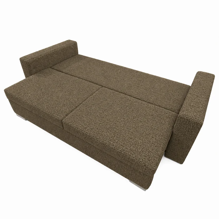 Sofa z Funkcją Spania DRAVOS Brązowa Boucle Nowoczesna