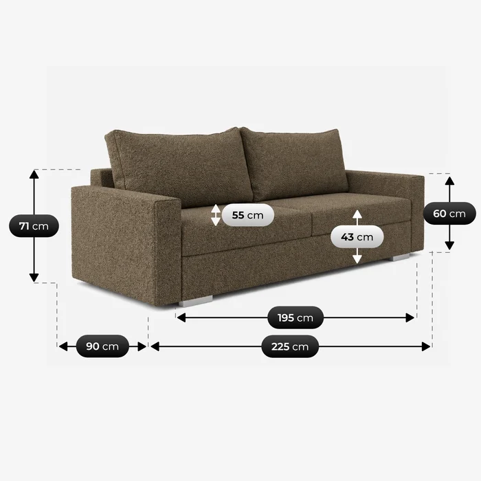 Sofa z Funkcją Spania DRAVOS Brązowa Boucle Nowoczesna