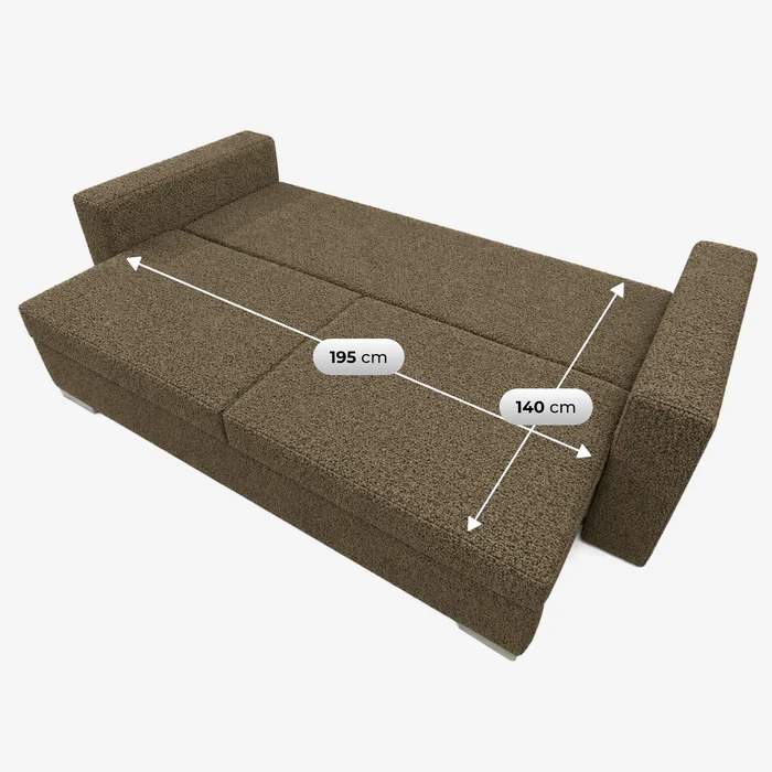 Sofa z Funkcją Spania DRAVOS Brązowa Boucle Nowoczesna