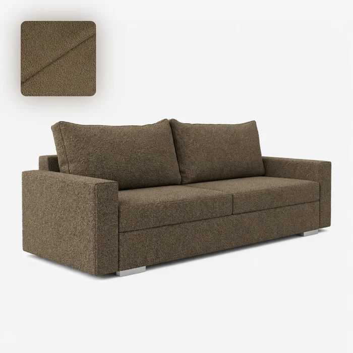 Sofa z Funkcją Spania DRAVOS Brązowa Boucle Nowoczesna