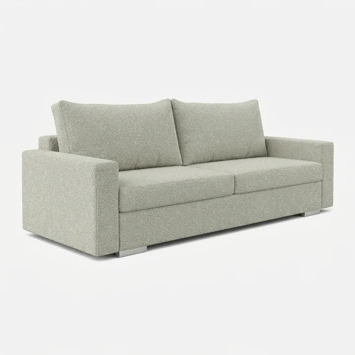 Sofa z Funkcją Spania DRAVOS Szara Boucle Nowoczesna