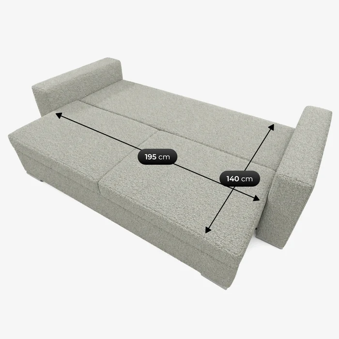 Sofa z Funkcją Spania DRAVOS Szara Boucle Nowoczesna