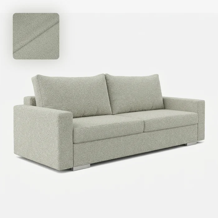 Sofa z Funkcją Spania DRAVOS Szara Boucle Nowoczesna