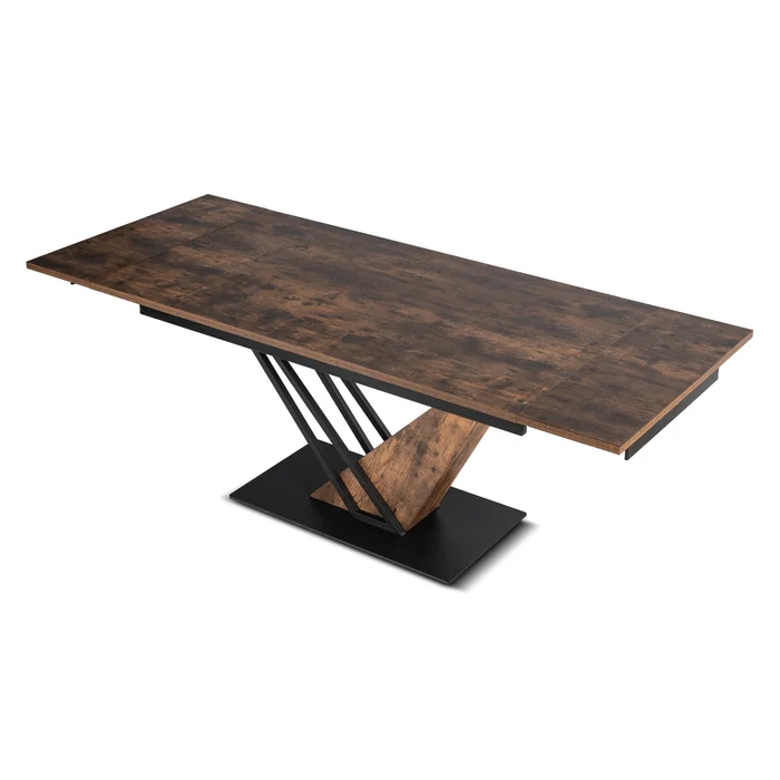 Stół Rozkładany Prostokątny REX 160-220 cm Dąb Rustykalny/Czarny do Jadalni Nowoczesny Loft