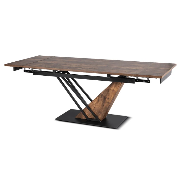 Stół Rozkładany Prostokątny REX 160-220 cm Dąb Rustykalny/Czarny do Jadalni Nowoczesny Loft