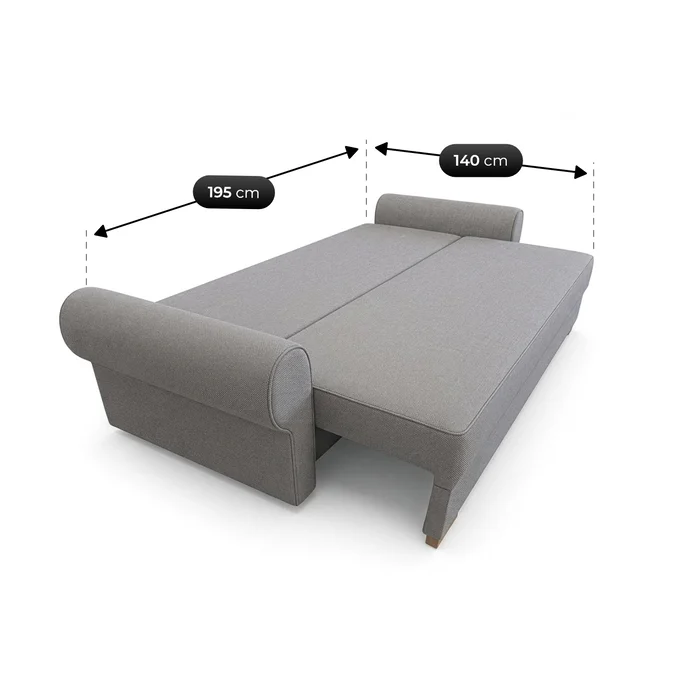 Sofa z Funkcją Spania RELON Szara Nowoczesna