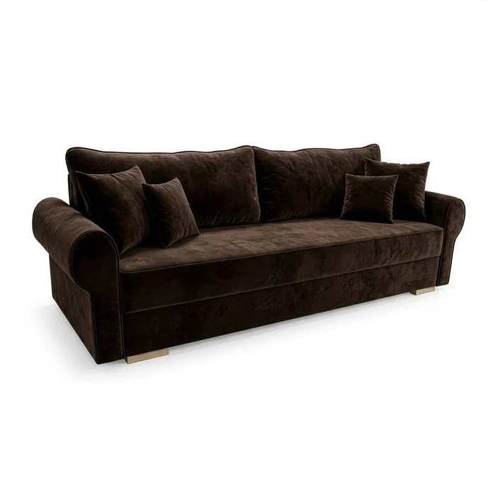 Sofa z Funkcją Spania RELON Brązowa Nowoczesna