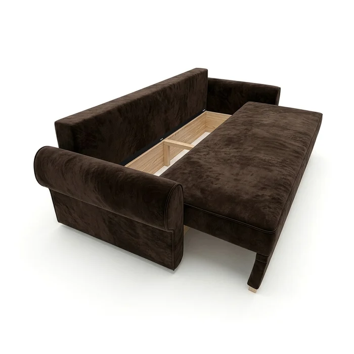 Sofa z Funkcją Spania RELON Brązowa Nowoczesna