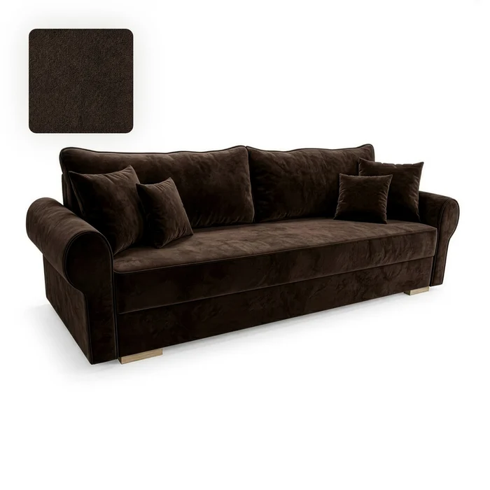 Sofa z Funkcją Spania RELON Brązowa Nowoczesna