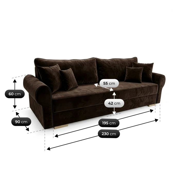 Sofa z Funkcją Spania RELON Brązowa Nowoczesna