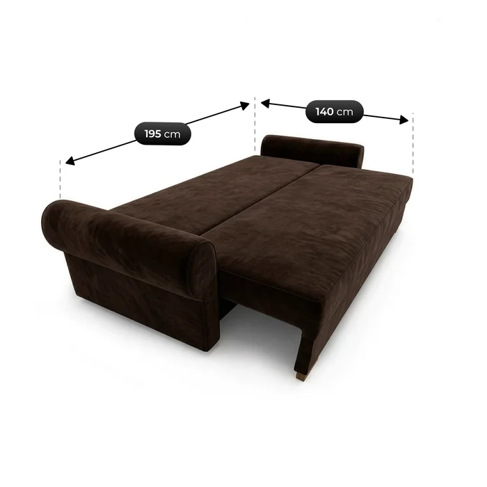 Sofa z Funkcją Spania RELON Brązowa Nowoczesna