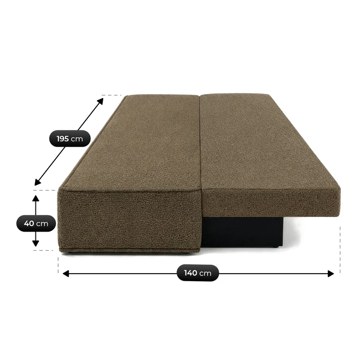 Sofa z Funkcją Spania MAVIA Brązowa Boucle Nowoczesna