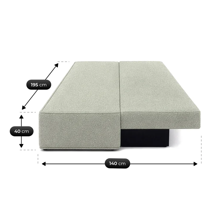 Sofa z Funkcją Spania MAVIA Szara Boucle Nowoczesna