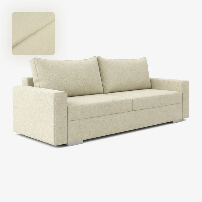 Sofa z Funkcją Spania DRAVOS Kremowa Nowoczesna