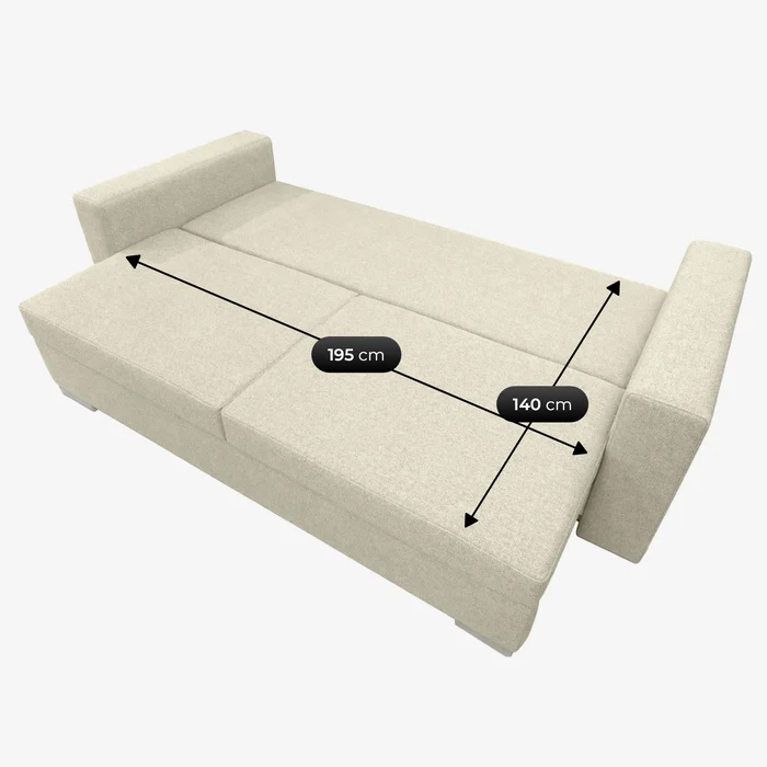 Sofa z Funkcją Spania DRAVOS Kremowa Nowoczesna
