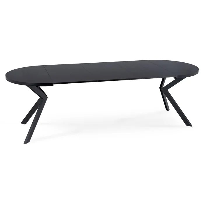 St&oacute;ł Okrągły Rozkładany LUKAS 100-250 cm Czarny Nowoczesny Loft