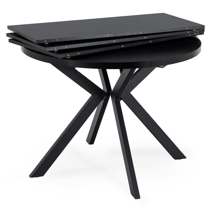 St&oacute;ł Okrągły Rozkładany LUKAS 100-250 cm Czarny Nowoczesny Loft