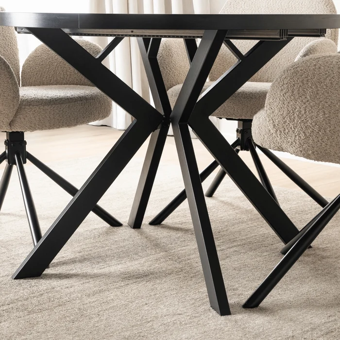 St&oacute;ł Okrągły Rozkładany LUKAS 100-250 cm Czarny Nowoczesny Loft