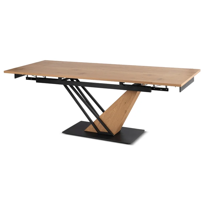 St&oacute;ł Rozkładany Prostokątny REX 160-220 cm Dąb/Czarny do Jadalni Nowoczesny Loft