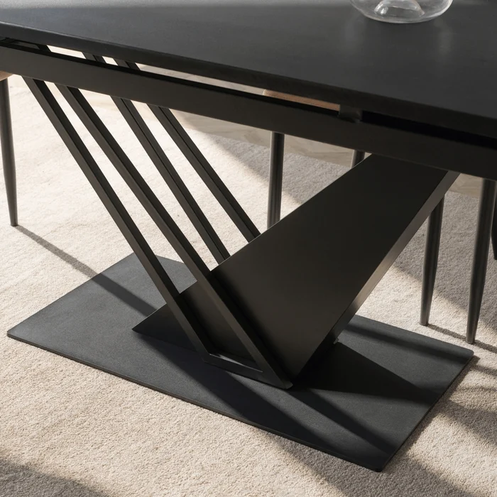 St&oacute;ł Rozkładany Prostokątny REX 160-220 cm Czarny do Jadalni Nowoczesny Loft