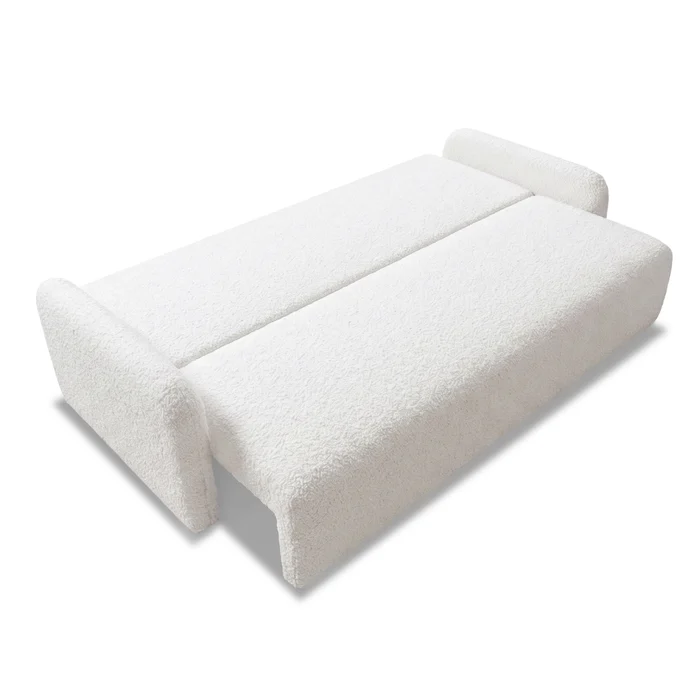 Sofa DUO Rozkładana Dwuosobowa Kremowa Boucle Nowoczesna