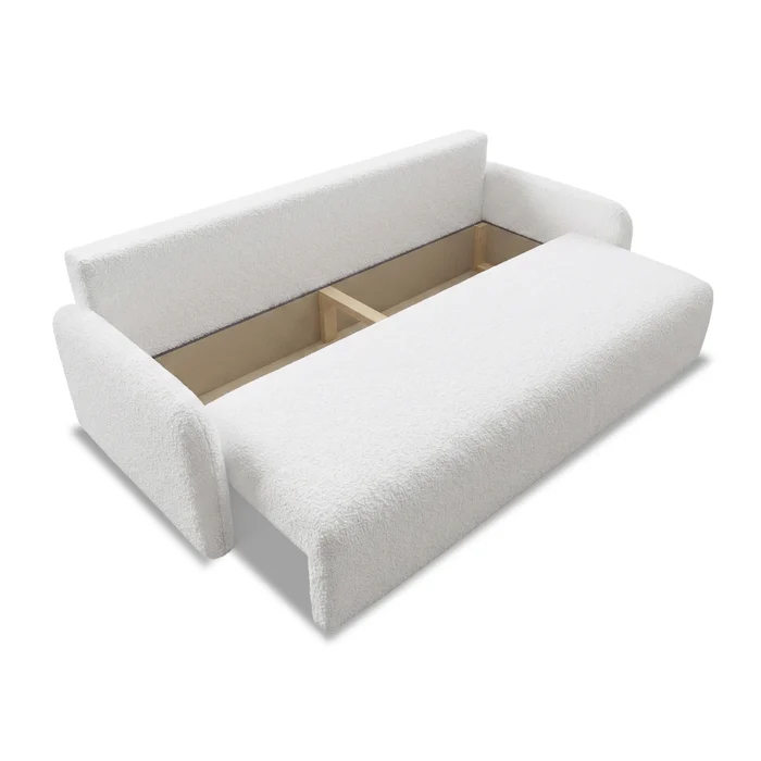 Sofa DUO Rozkładana Dwuosobowa Kremowa Boucle Nowoczesna