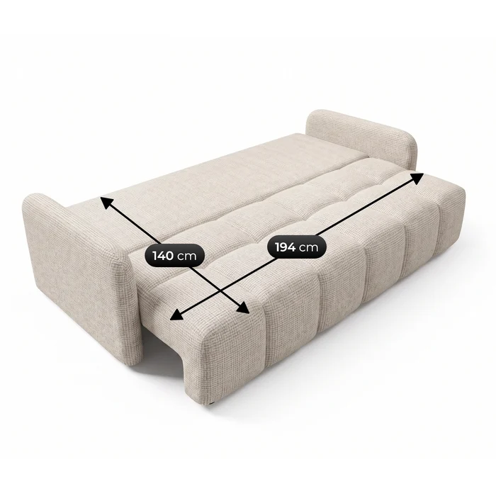 Sofa ZEN Rozkładana Dwuosobowa Beżowa Szenil Nowoczesna