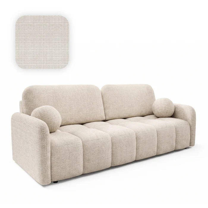 Sofa ZEN Rozkładana Dwuosobowa Beżowa Szenil Nowoczesna
