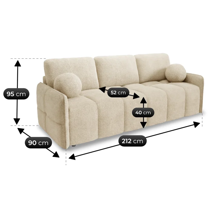 Sofa PURE Rozkładana Dwuosobowa Beżowa Boucle Nowoczesna