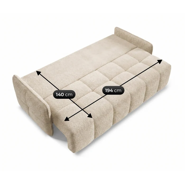Sofa PURE Rozkładana Dwuosobowa Beżowa Boucle Nowoczesna