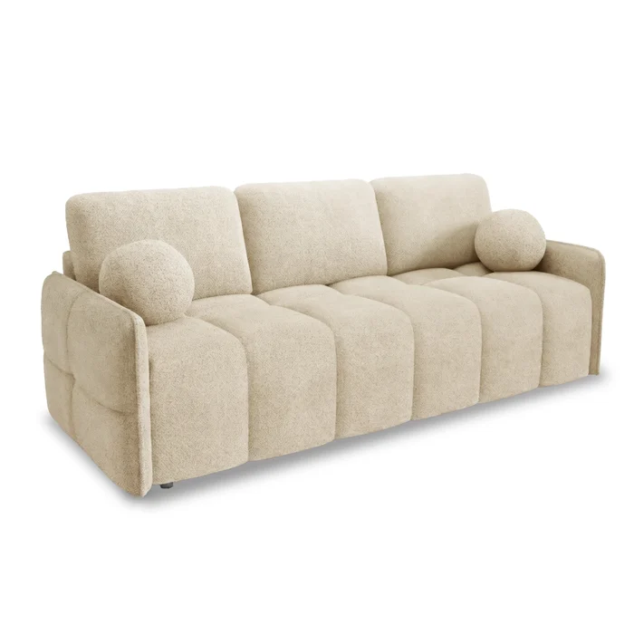 Sofa PURE Rozkładana Dwuosobowa Beżowa Boucle Nowoczesna